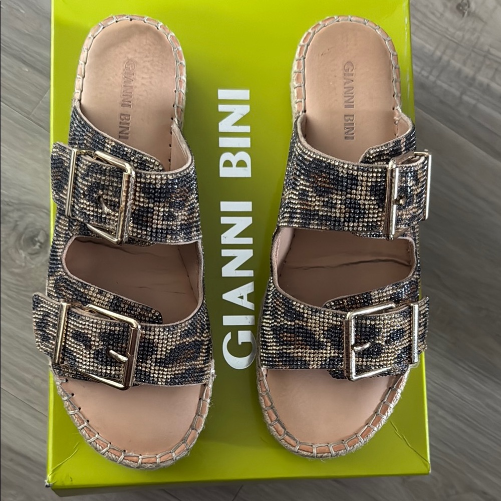 Gianni Bini Animal Print Buckle Sandals